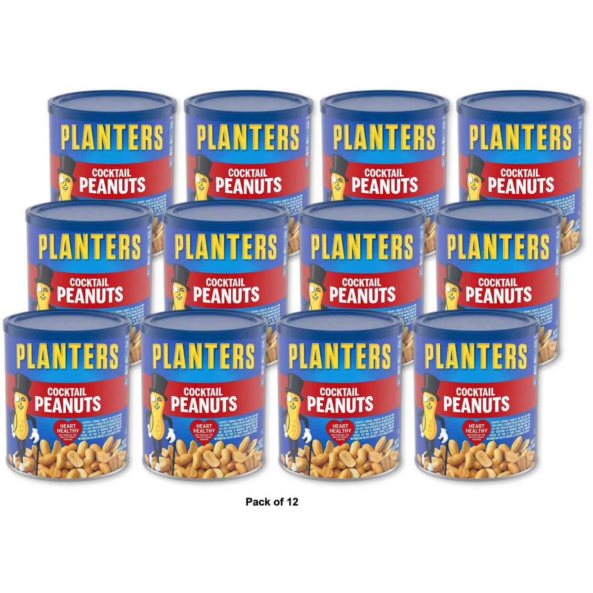 Planters Cocktail Peanuts Party Snacks 16Oz (Pack of 12)