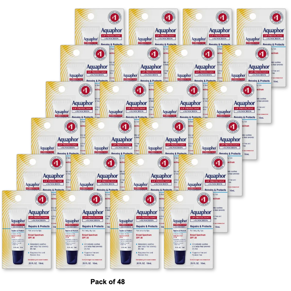 Aquaphor Lip Repair Plus Protect Broad Spectrum Spf 30 0.35Oz (Pack of 48)