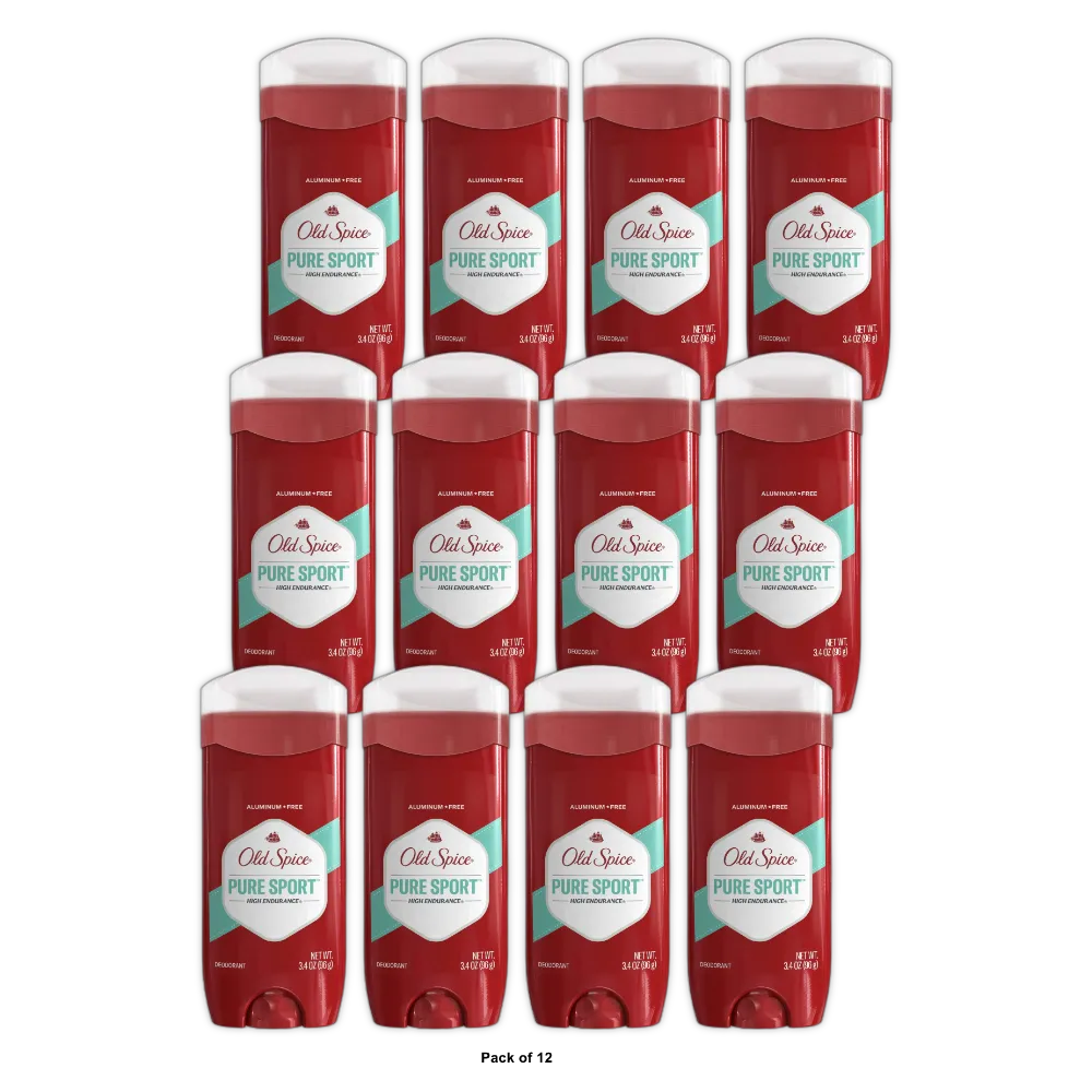 Old Spice Aluminum Free Men s Deodorant High Endurance Pure Sport 3.4 oz (Pack of 12)