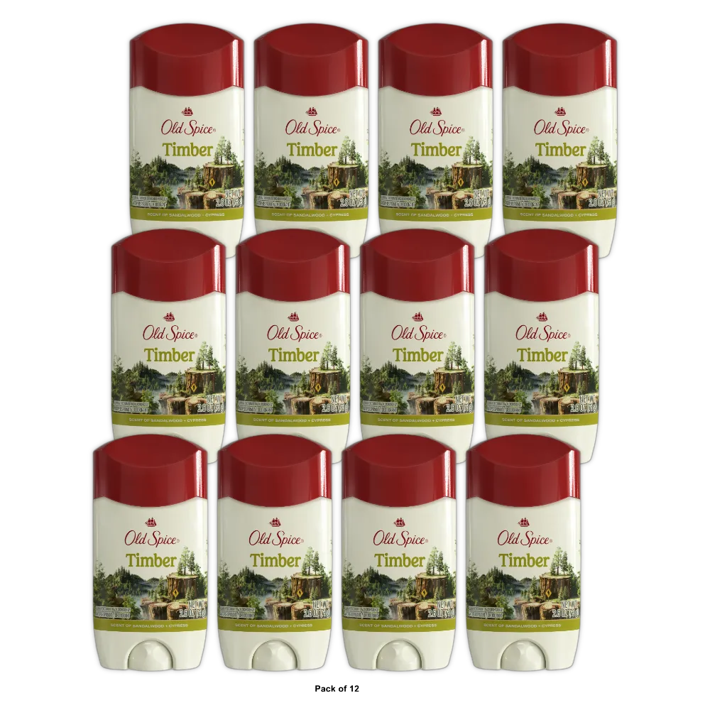 Old Spice Antiperspirant Deodorant for Men, Timber With Sandalwood, Inspired by 2.26 oz (Pack of 12)