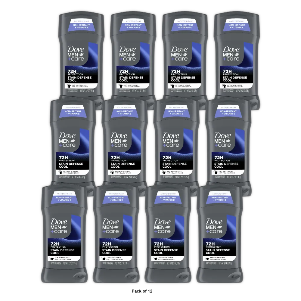 Dove Men+Care 72hr Solid Antiperspirant & Deodorant Stick Stain Defense Cool - 2.7 oz (Pack of 12)