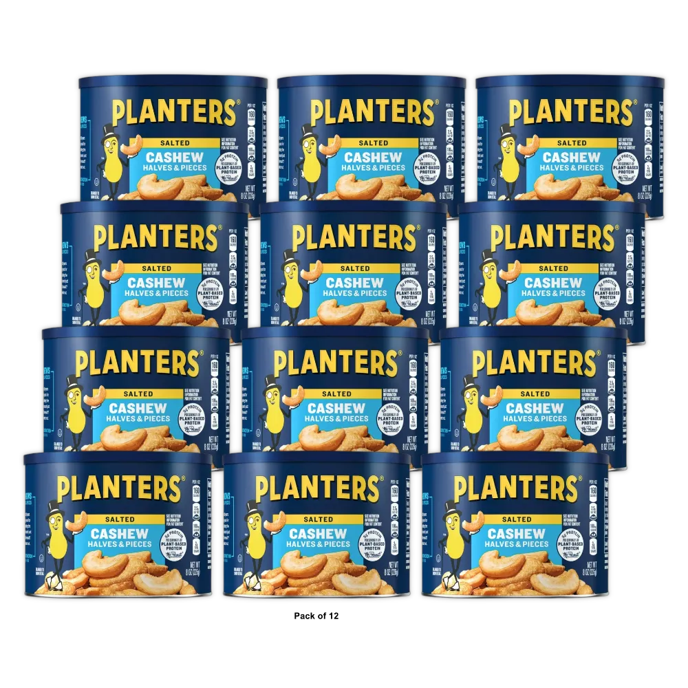 Planters Cashew Halves and Pieces 8 OZ (Pack of 12)