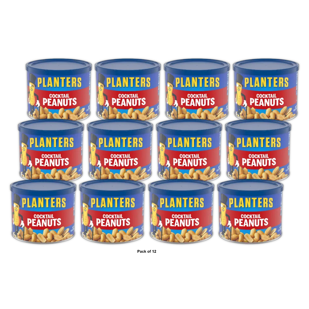 Planters Salted Cocktail Peanuts Canister 12 OZ (Pack of 12)