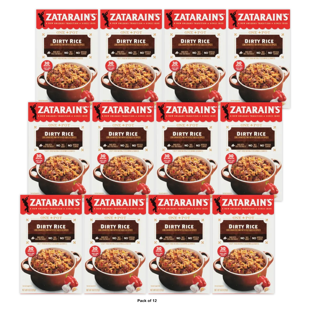 Zatarain s No Artificial Flavors Gluten Free Dirty Rice Dinner Mix Box 8 oz (Pack of 12)