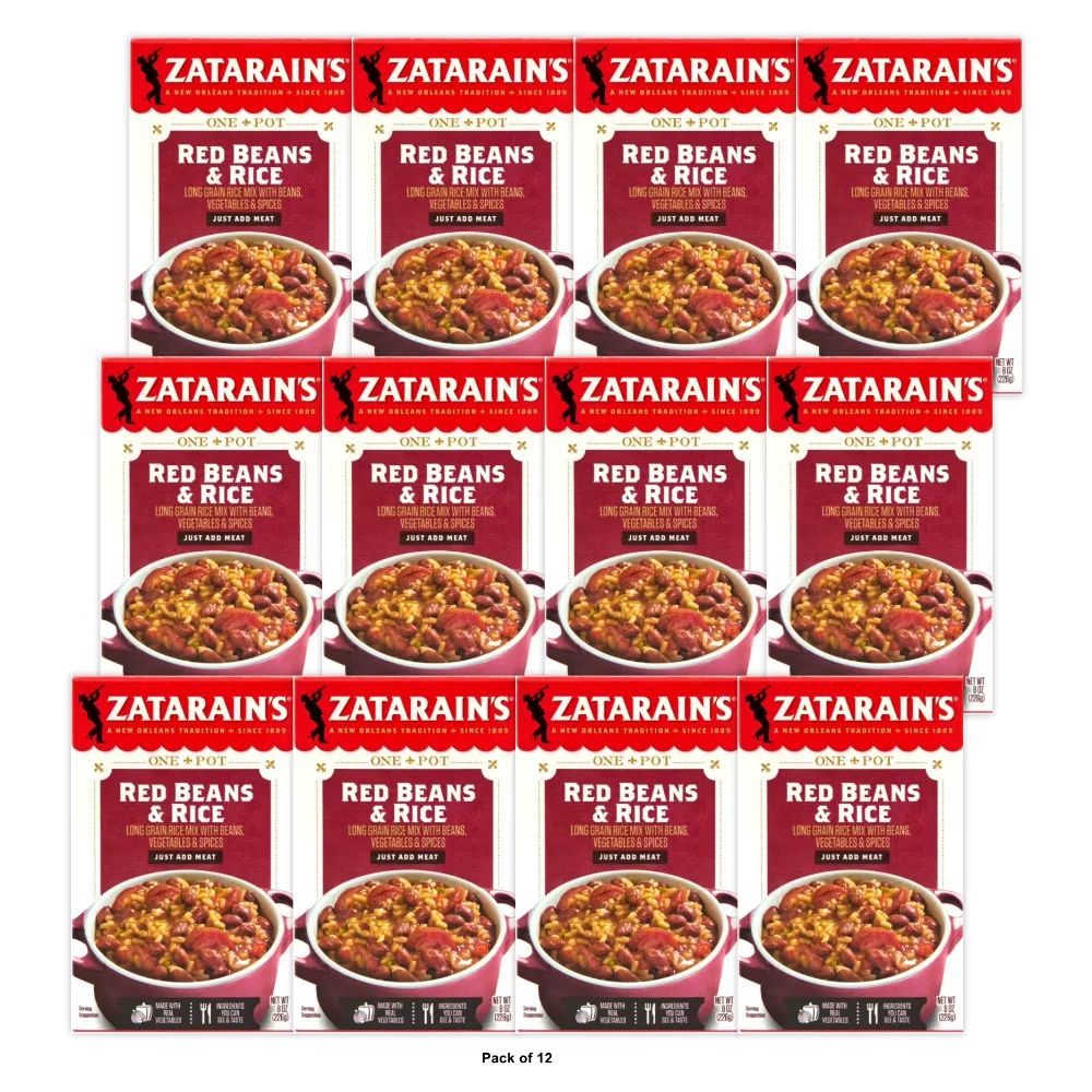 Zatarain s No Artificial Flavors Red Beans & Rice Dinner Mix Box 8 OZ (Pack of 12)