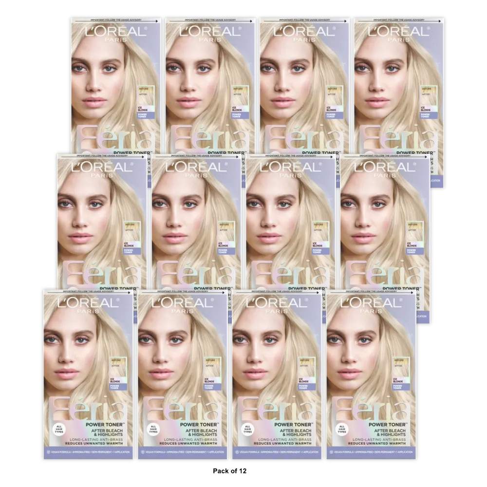 L'Oreal Paris Feria Power Toner, Long Lasting Anti Brass Toner Ice Blonde 9P - 1 (Pack of 12)