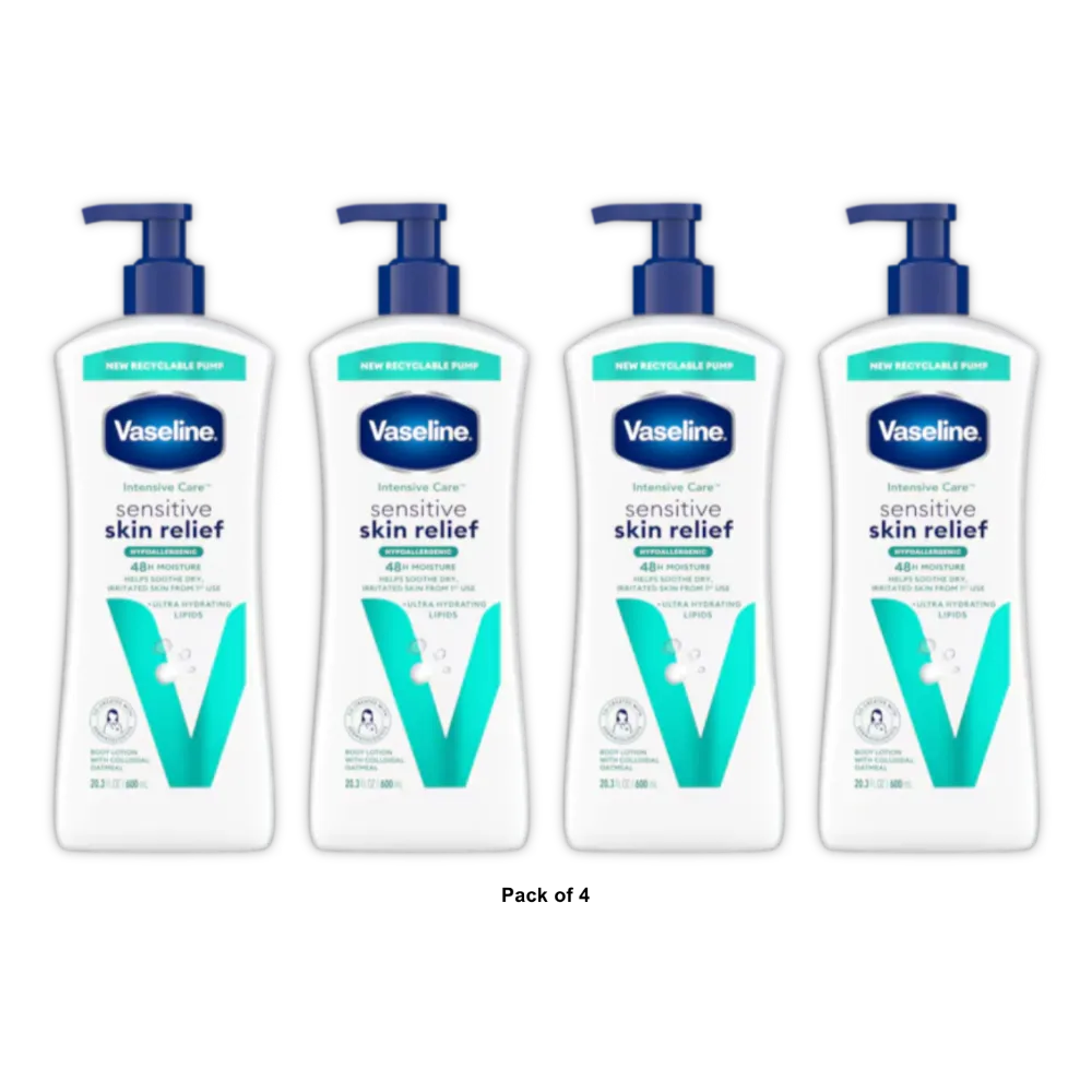 Vaseline Intensive Care Body Lotion Sensitive Skin Relief for Women Dry Skin 20 (Pack of 4)