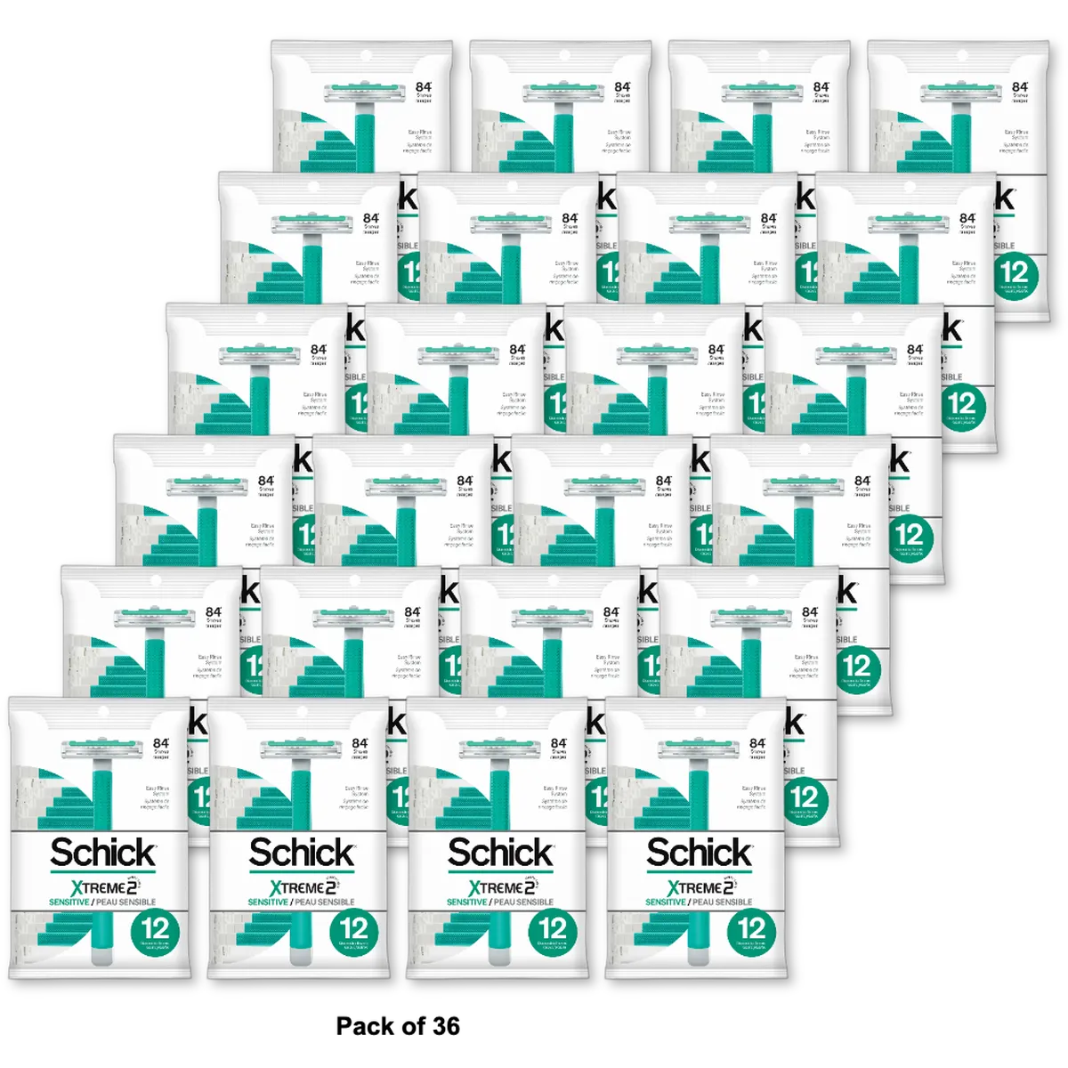 Schick Xtreme 2 Sensitive Disposable Razors for Men 3.03oz (Pack of 36)