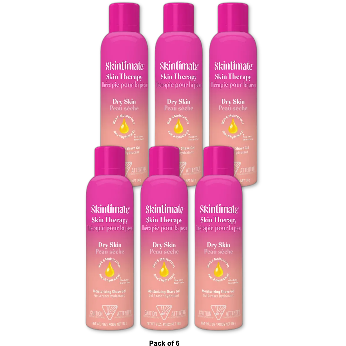 Skintimate Lotionized Dry Skin Moisturizing Shave Shaving Gel 7Oz (Pack of 6)