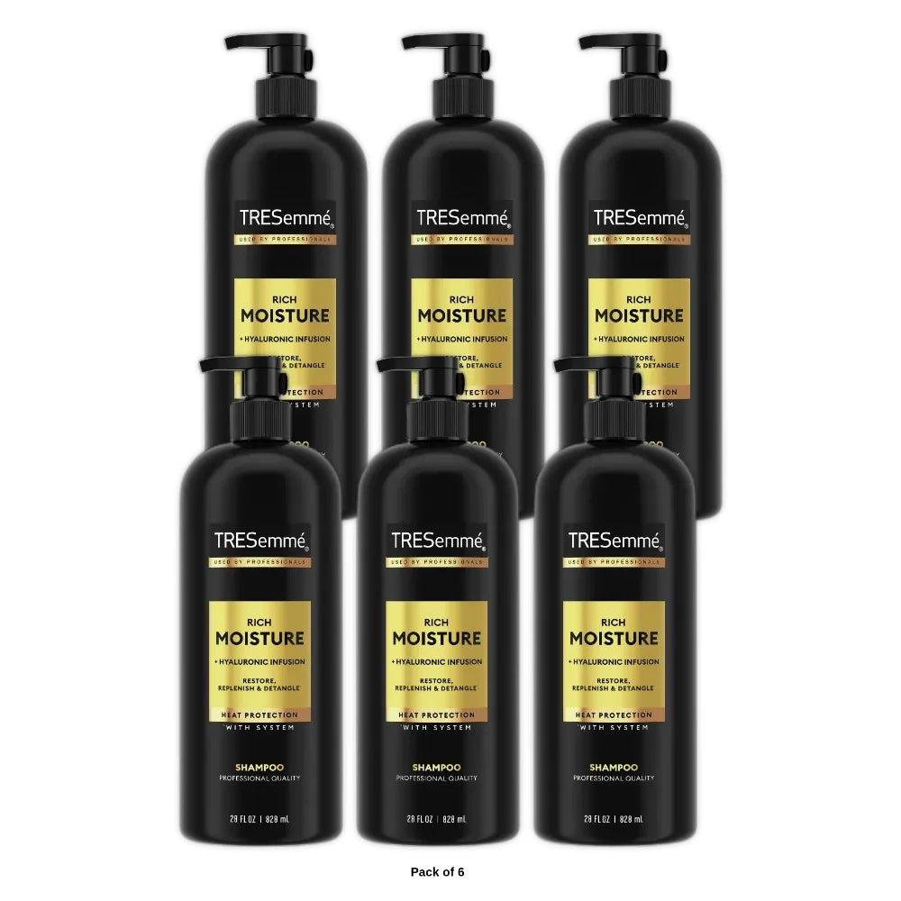 Tresemme Hydrating Shampoo Rich Moisture for Dry Hair formulated with Pro Style 28 Oz (Pack of 6)