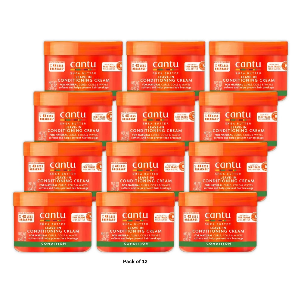 Cantu Leave in Conditioning Cream with Shea Butter for Natural Hair 12 Fl. Oz (Pack of 12)