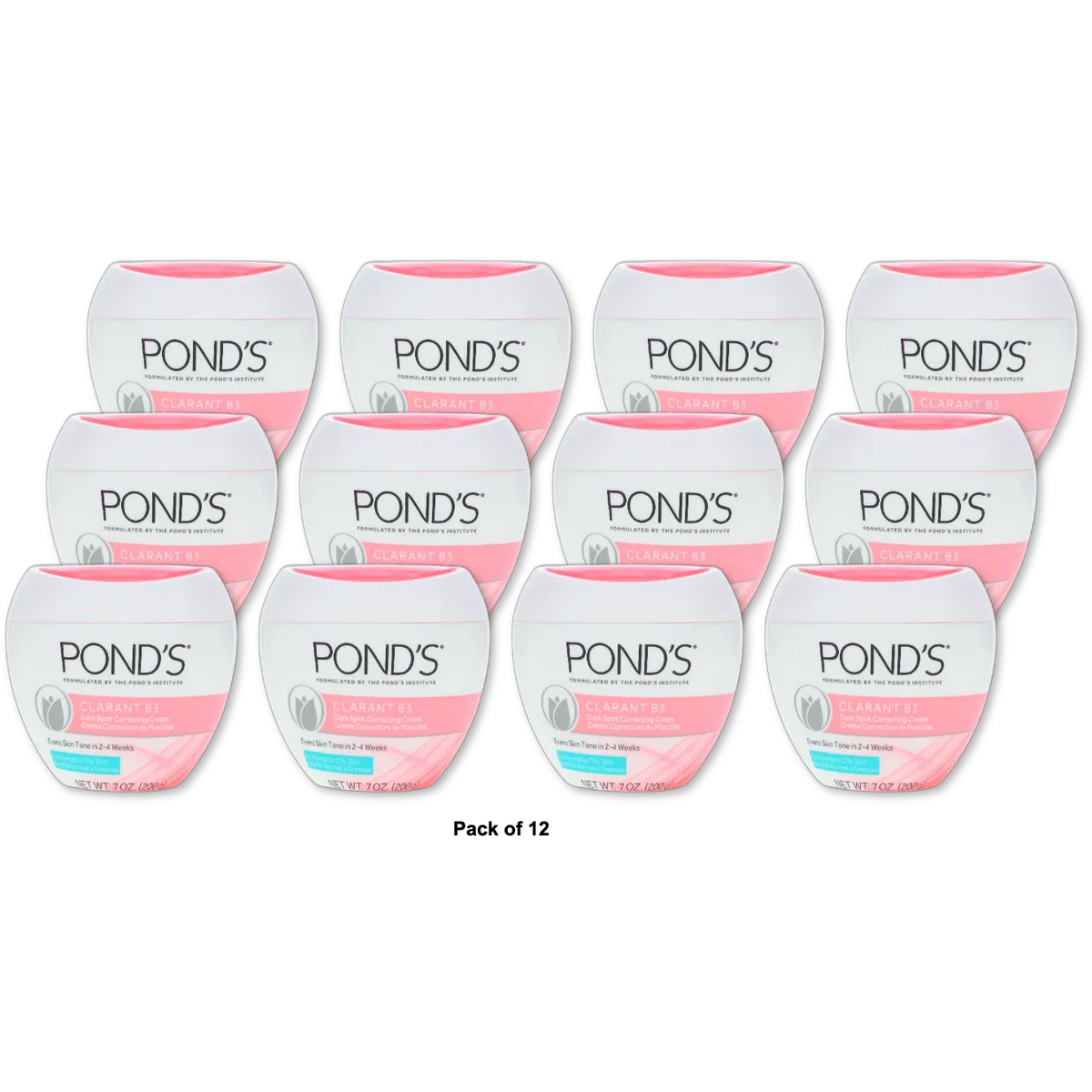 Ponds Clarant B3 Normal To Oily Skin Moisturizer Face Cream For Anti-Dark Spots 7Oz (Pack of 12)