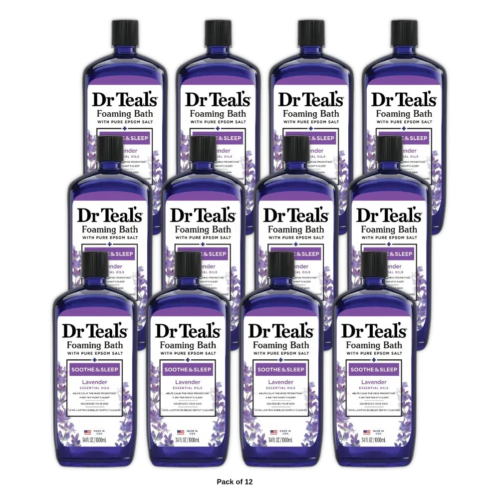 Dr Teal s Foaming Bath with Pure Epsom Salt Soothe & Sleep with Lavender 34 Fl. Oz (Pack of 12)