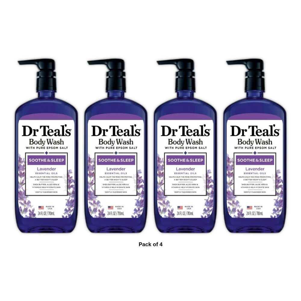 Dr Teal's Soothe & Sleep Lavender Body Wash - (Pack of 4) 24 Oz