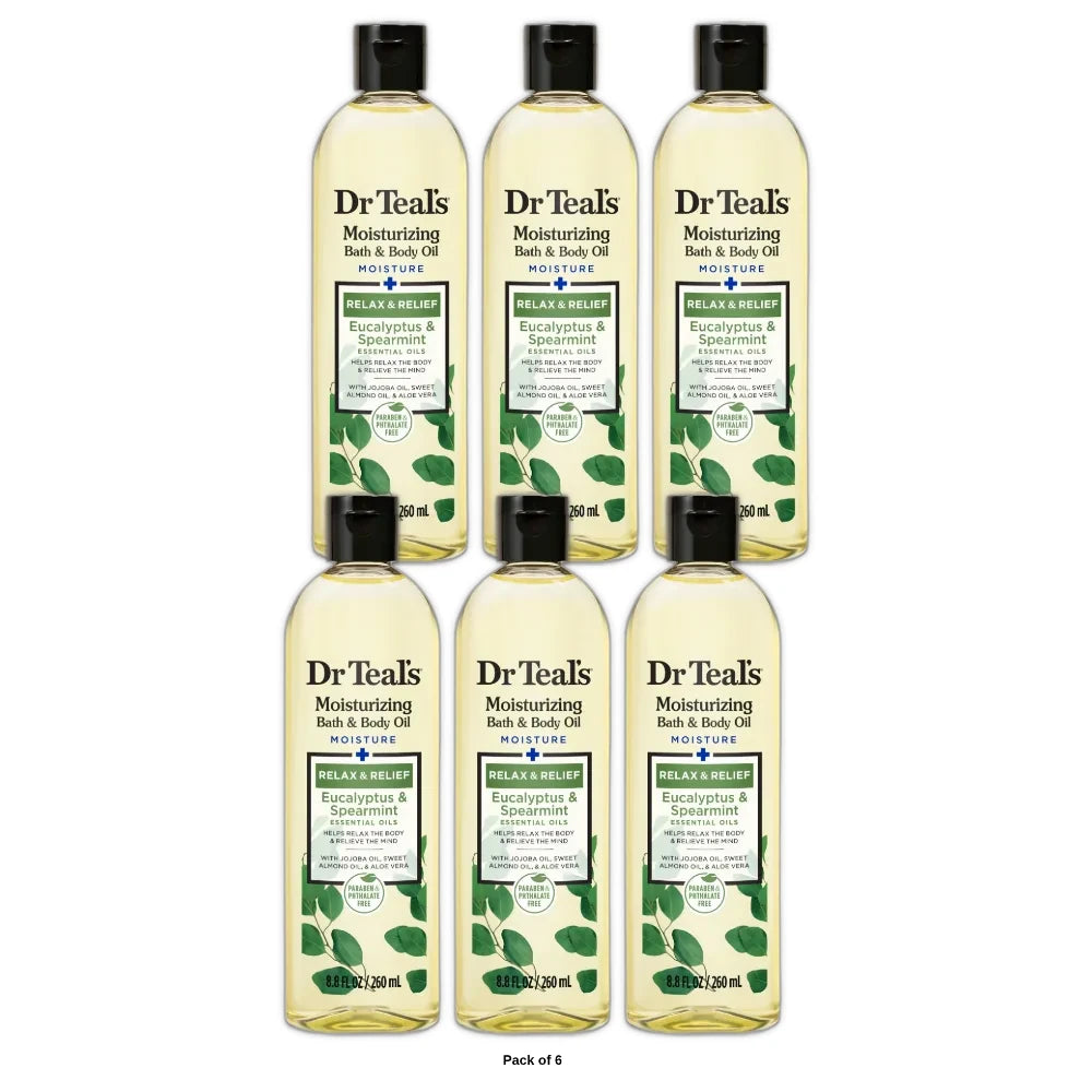 Dr. Teal's Body and Bath Oil 8.8 Oz (Pack of 6)