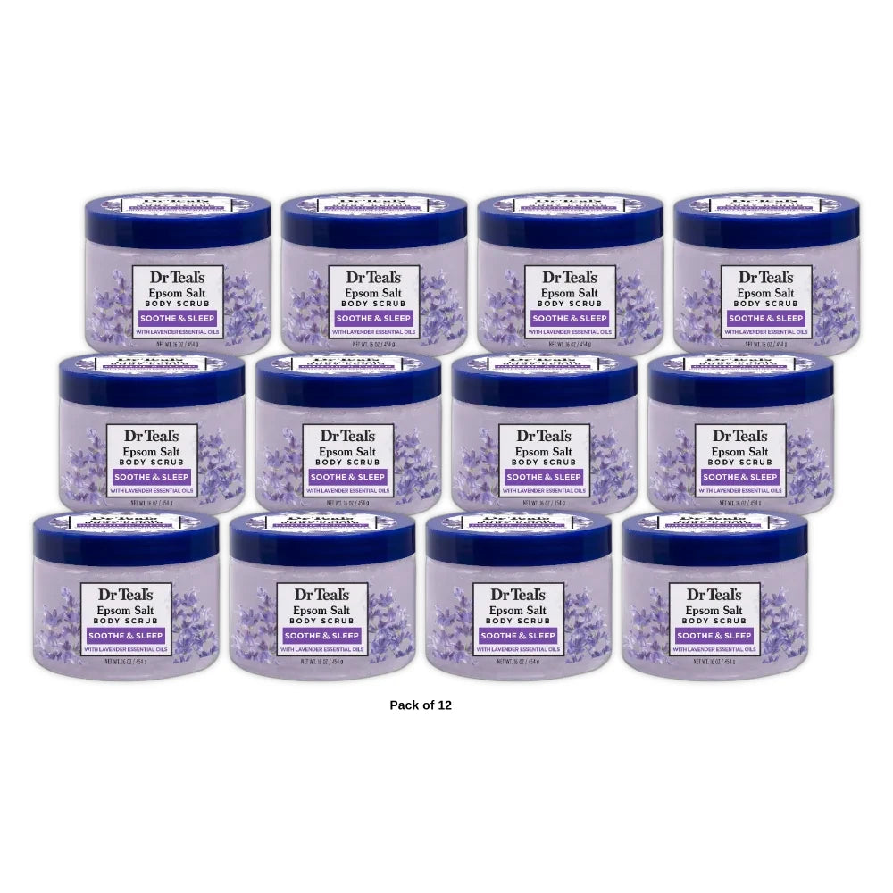 Dr Teal s Exfoliate & Renew Lavender Epsom Salt Body Scrub 16 oz (Pack of 12)