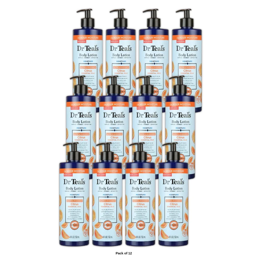 Dr Teal's Radiant Vitamin C Body Lotion Citrus 18 Oz (Pack of 12)