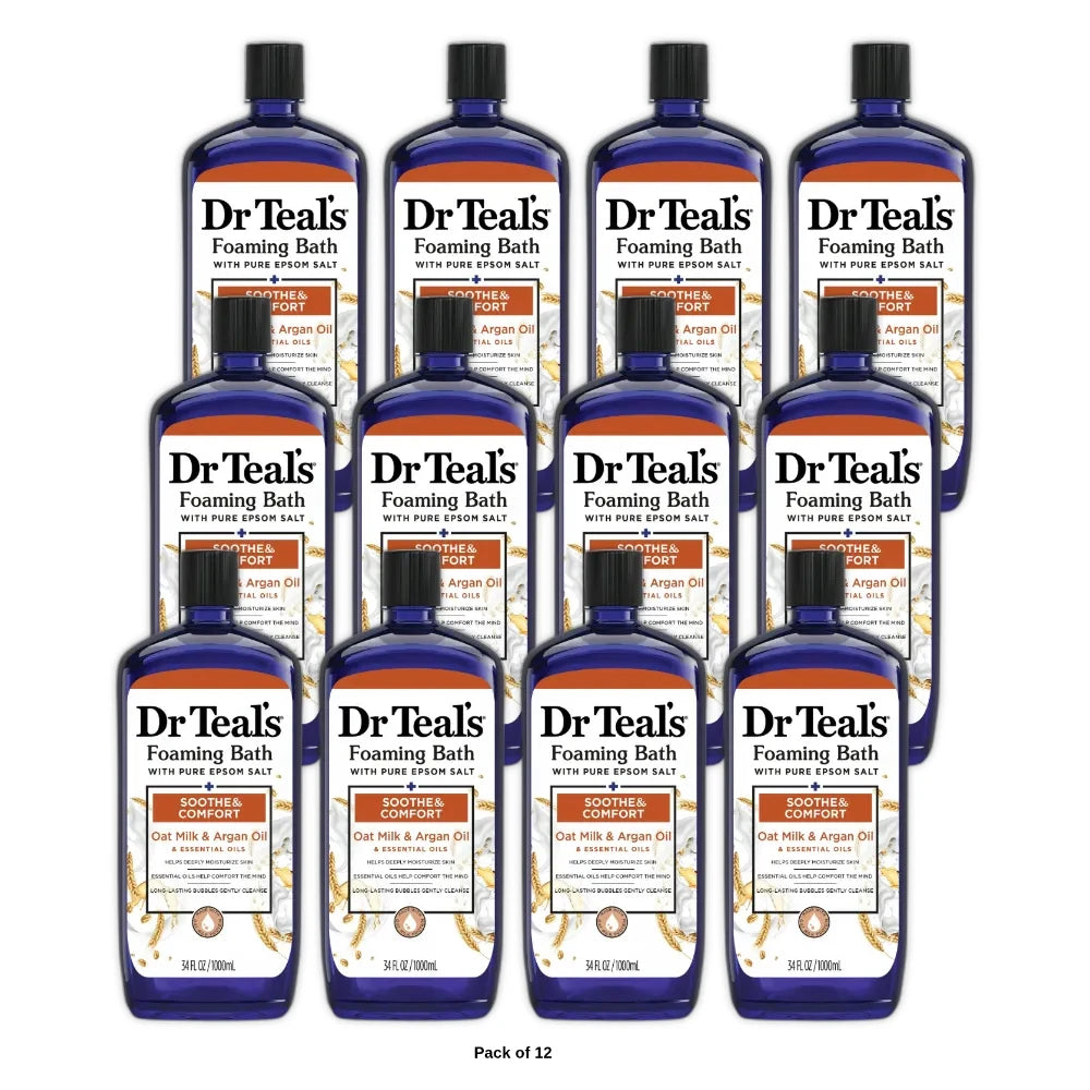 Dr Teal s Soothe & Comfort Foaming Bath with Oat Milk & Argan Oil 34 fl oz (Pack of 12)