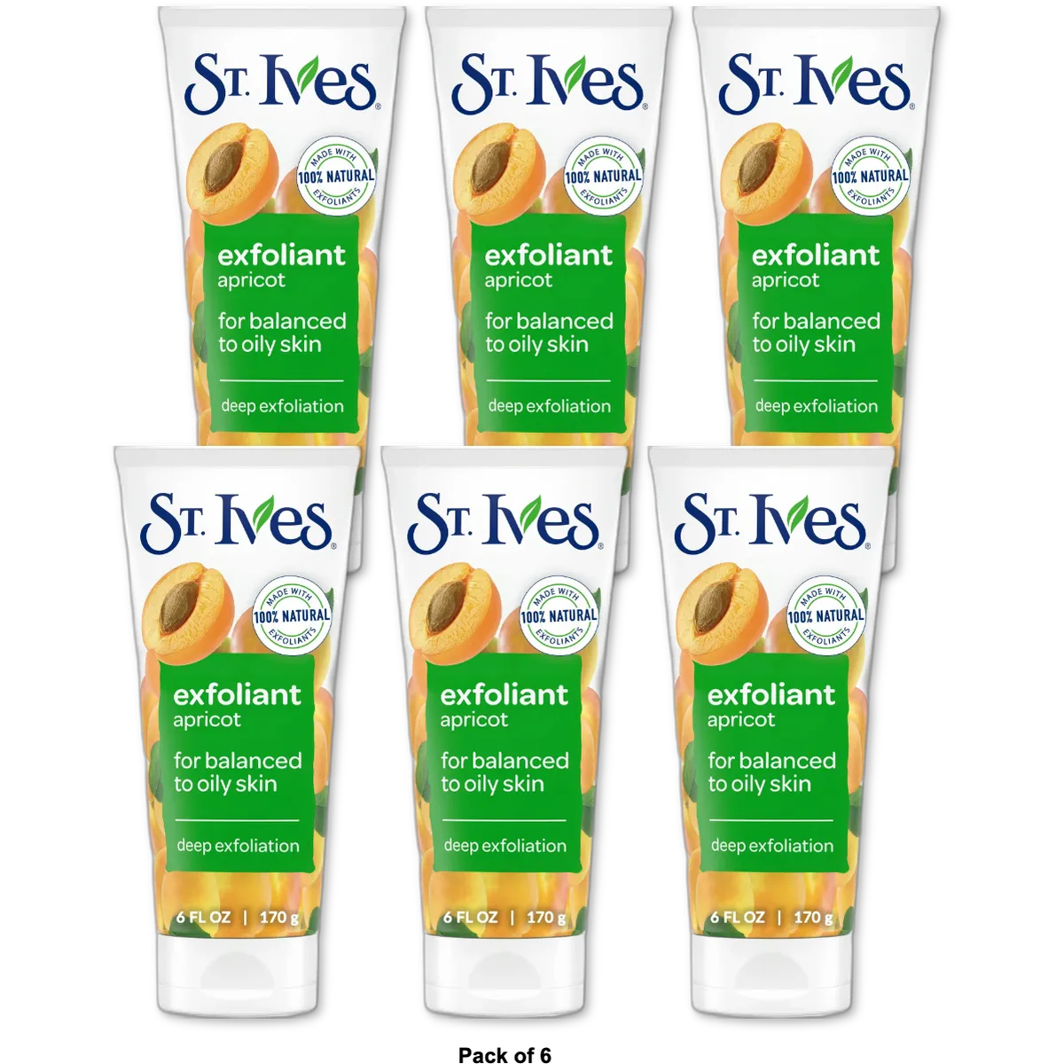 St. Ives Swiss Formula Invigorating Apricot Scrub 6Oz (Pack of 6)