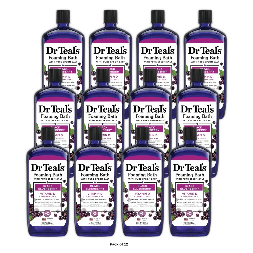 Dr Teal s Foaming Bath with Black Elderberry & Vitamin D 34 fl oz (Pack of 12)