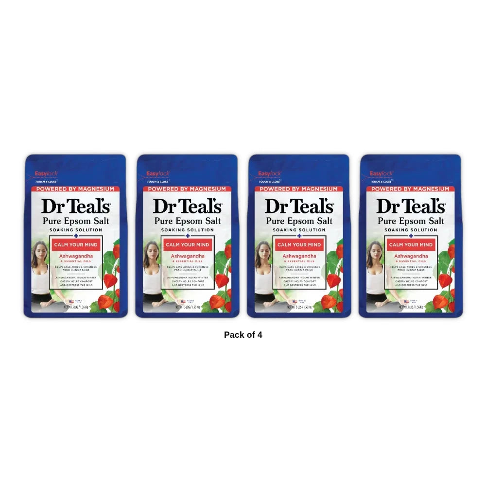 Dr Teal s Epsom Salt Magnesium Soak Ashwagandha & Essential Oils 48 Oz (Pack of 4)