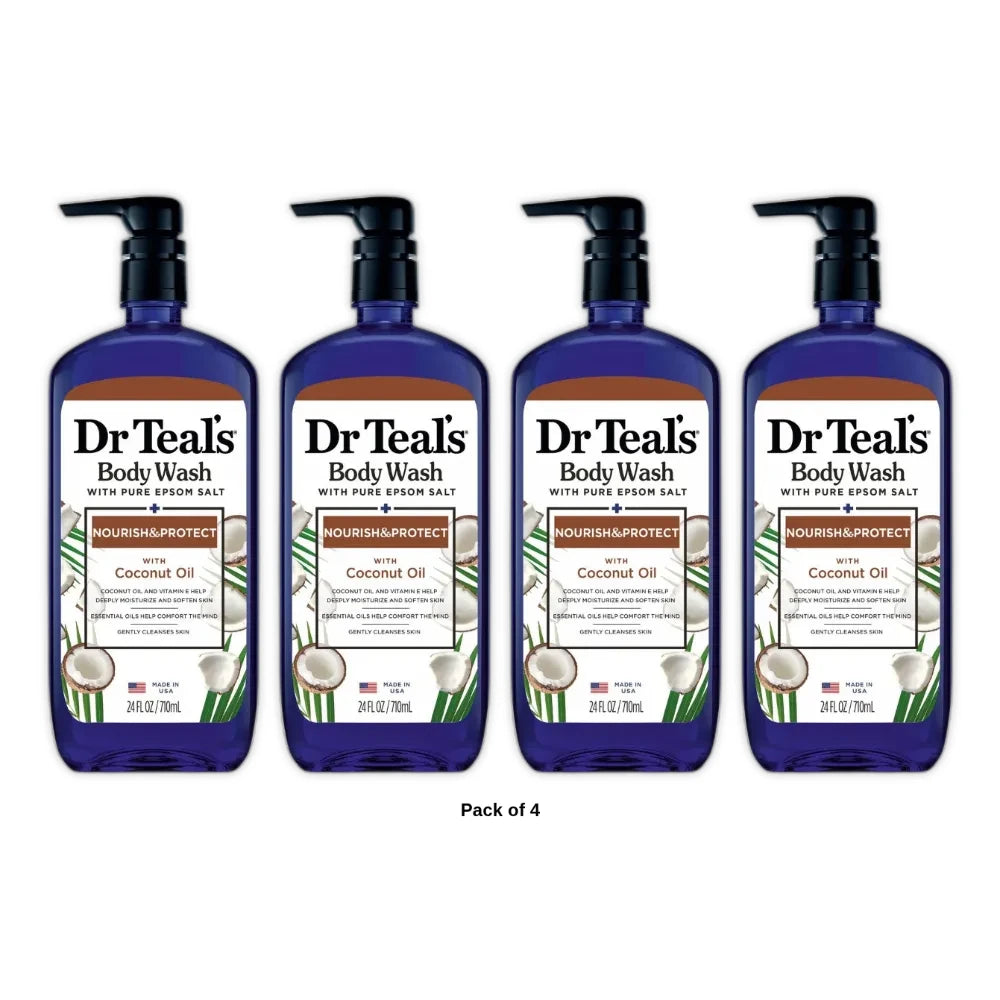 Dr Teal’s Body Wash Nourish & Protect with Coconut Oil 24 fl oz (Pack of 4)