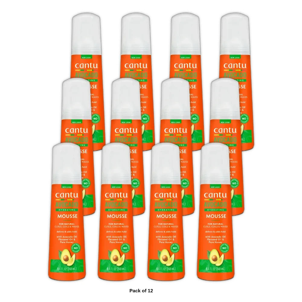 Cantu Sulfate-Free Hydrating Styling Mousse with Avocado Oil 8.4 fl oz (Pack of 12)