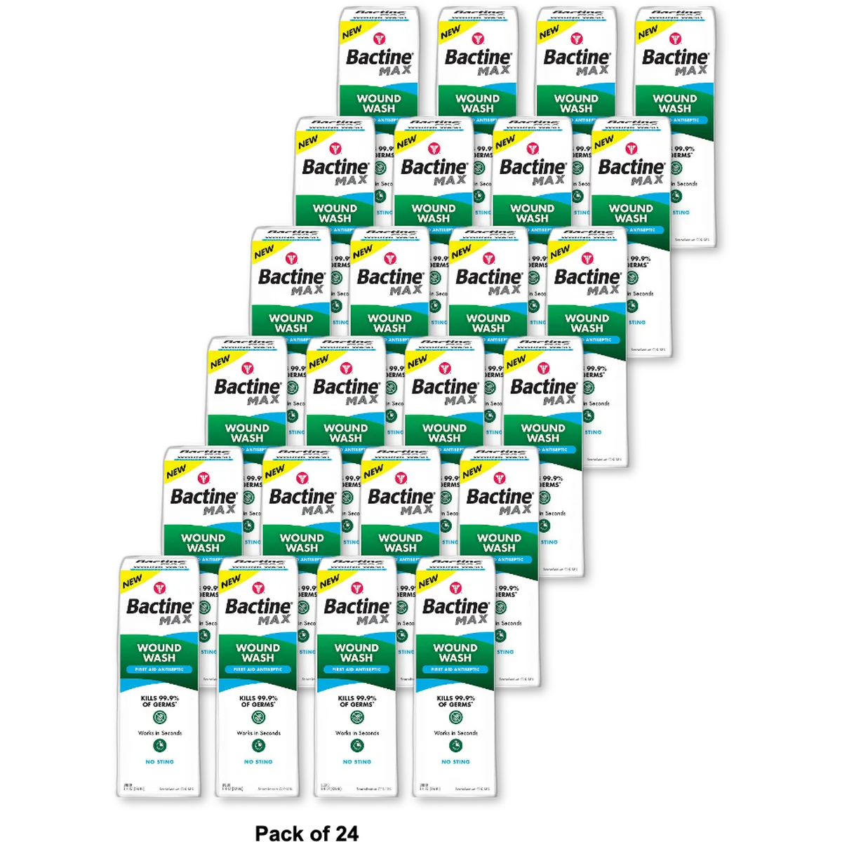 Bactine Max Wound Wash First Aid Antiseptic Liquid 8Oz (Pack of 24)