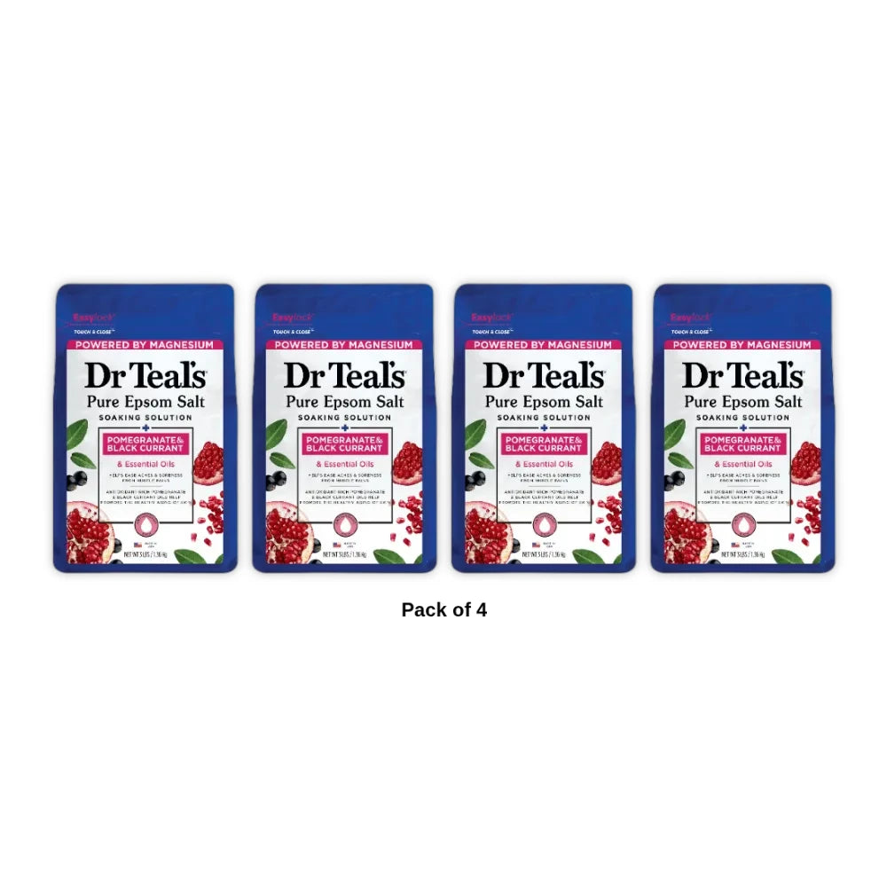 Dr Teal s Epsom Salt Magnesium Soak Pomegranate Oil & Black Currant 48 Oz (Pack of 4)