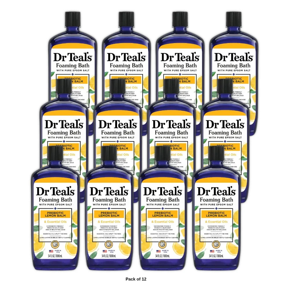Dr Teal's Prebiotic Lemon Balm with Sage & Thyme Essential Oils Foaming Bath - 3 4 Oz (Pack of 12)