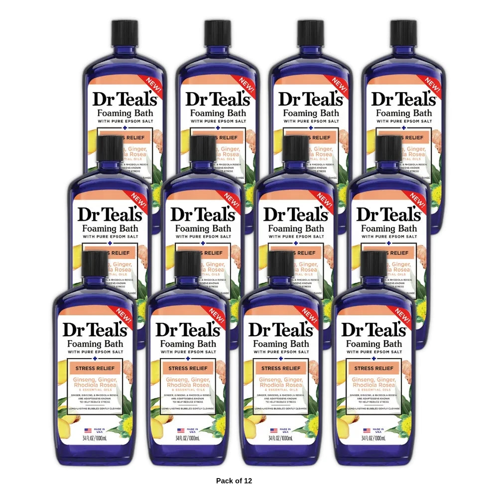 Dr Teal's Stress Relief Essential Oils Foaming Bath Soak - 34oz (Pack of 12)