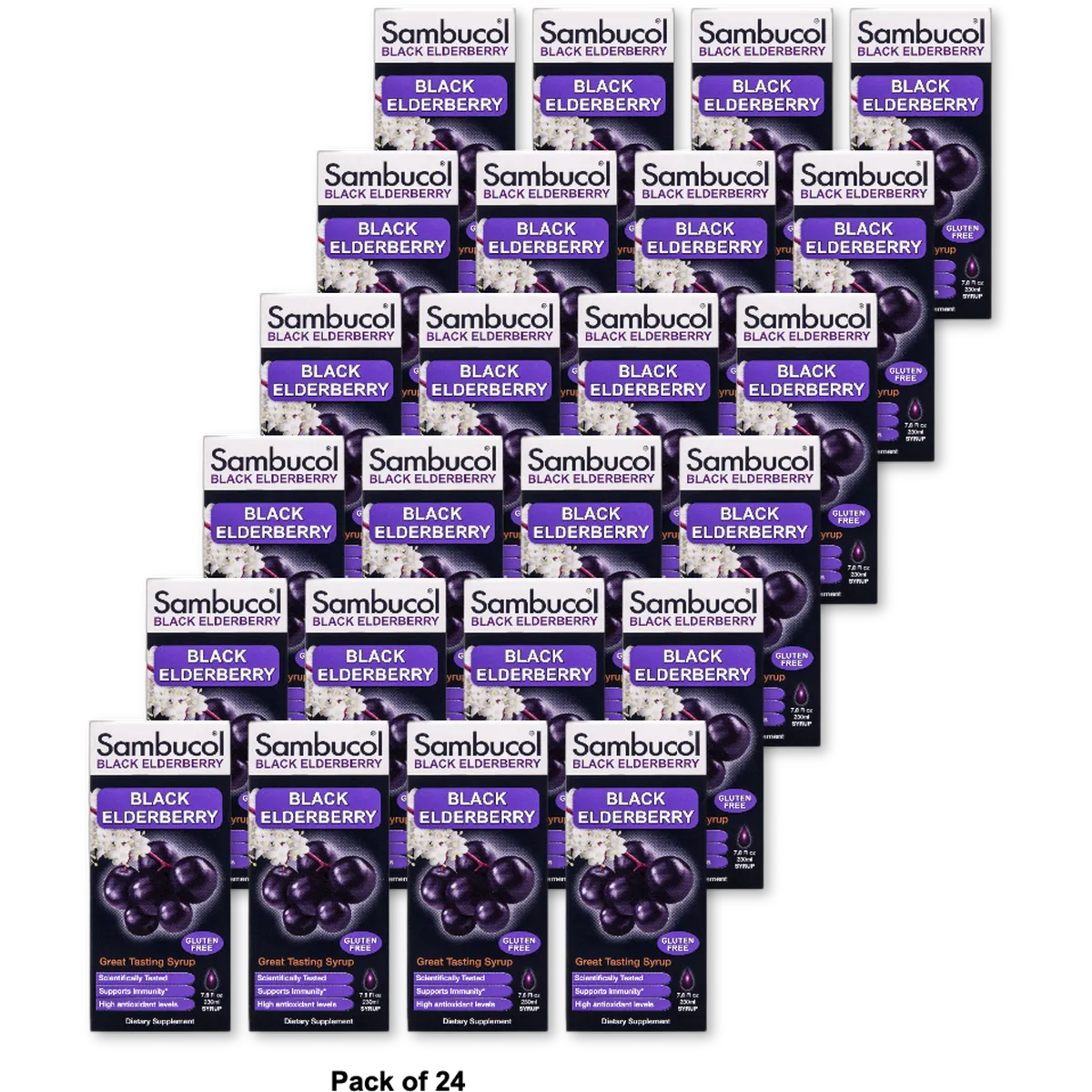 Sambucol Black Elderberry Syrup To Support Immune System Original Formula7.8Oz (Pack of 24)