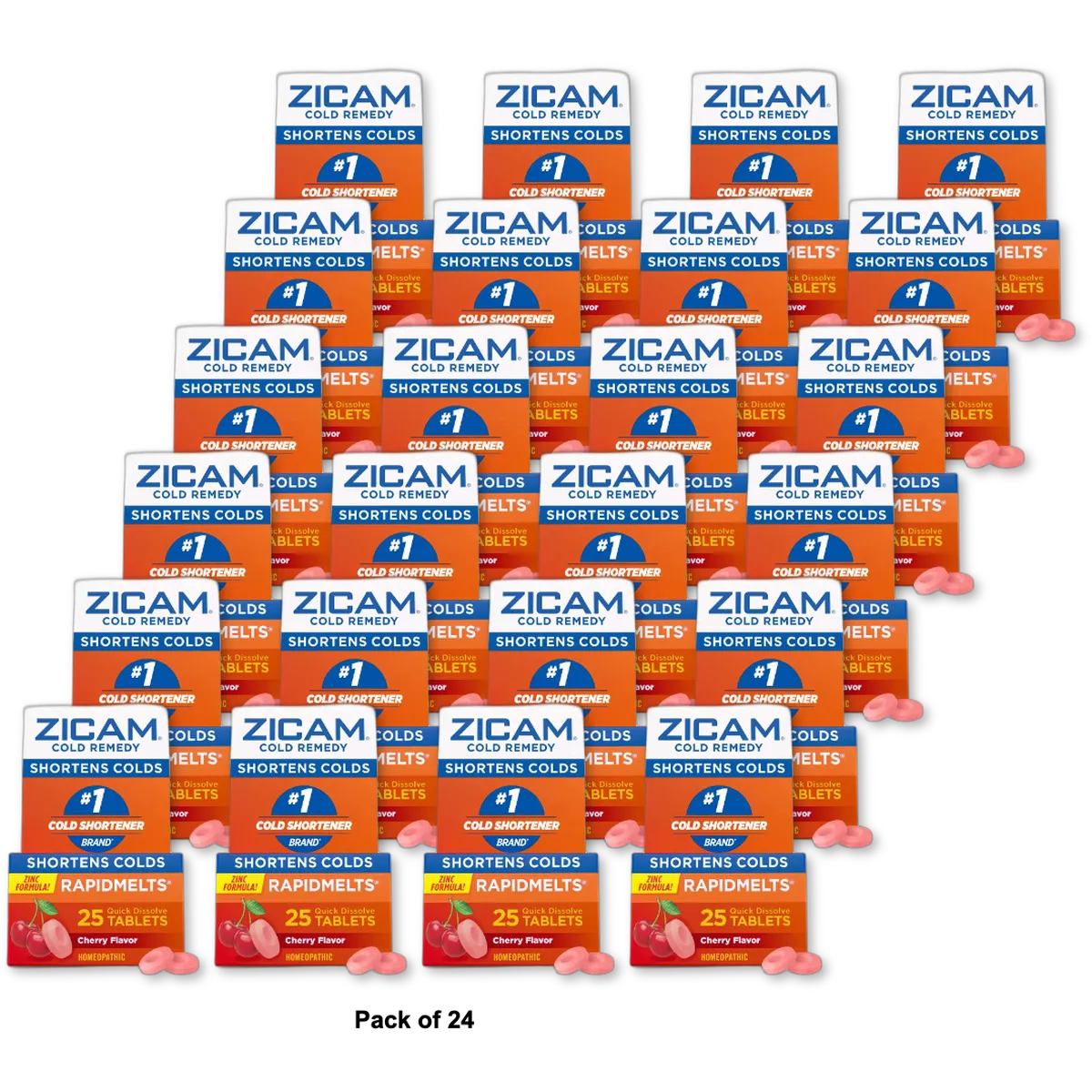Zicam Cold Remedy Homeopathic Rapid Melts Cherry Flavor25 Ea 1.5oz (Pack of 24)