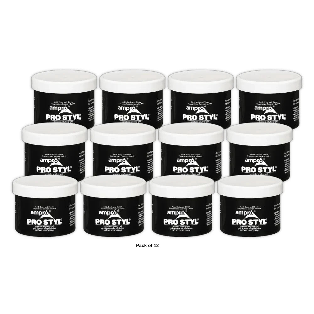 Ampro Pro Styl Regular Hold Protein Styling Gel 10 oz. Moisturizing Unisex 10oz (Pack of 12)