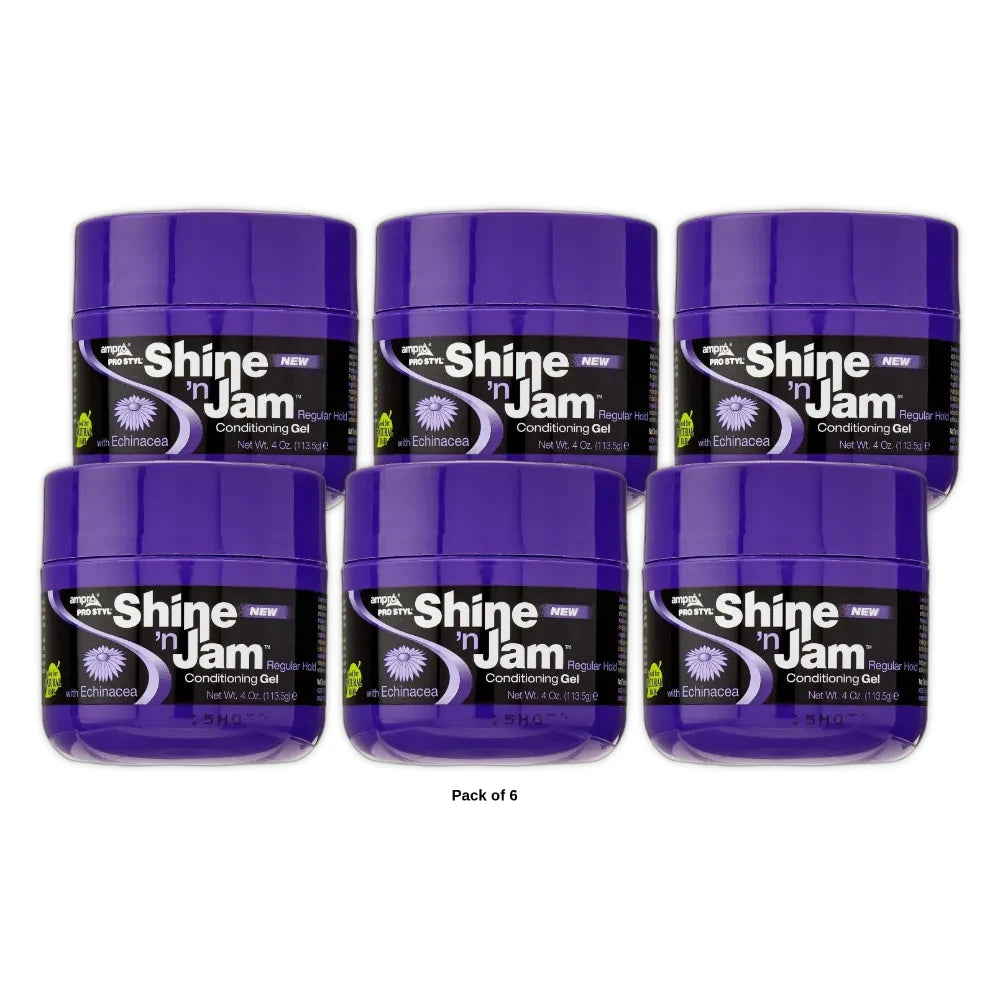 Ampro Shine n Jam® Extra Hold Unisex Conditioning Styling & Braiding Gel 8 oz. 4oz (Pack of 6)