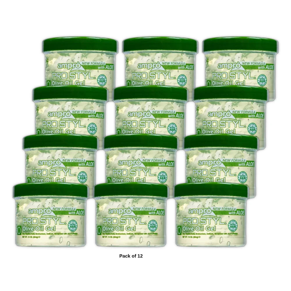 Ampro Pro Styl Olive Oil Styling Gel 10oz. Moisturizing Unisex 10oz (Pack of 12)