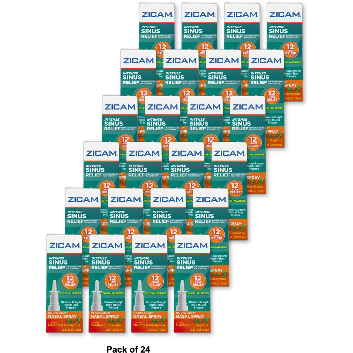 Zicam Intense Sinus Nasal Spray Relief Menthol & Eucalyptus 0.5Oz (Pack Of 24)