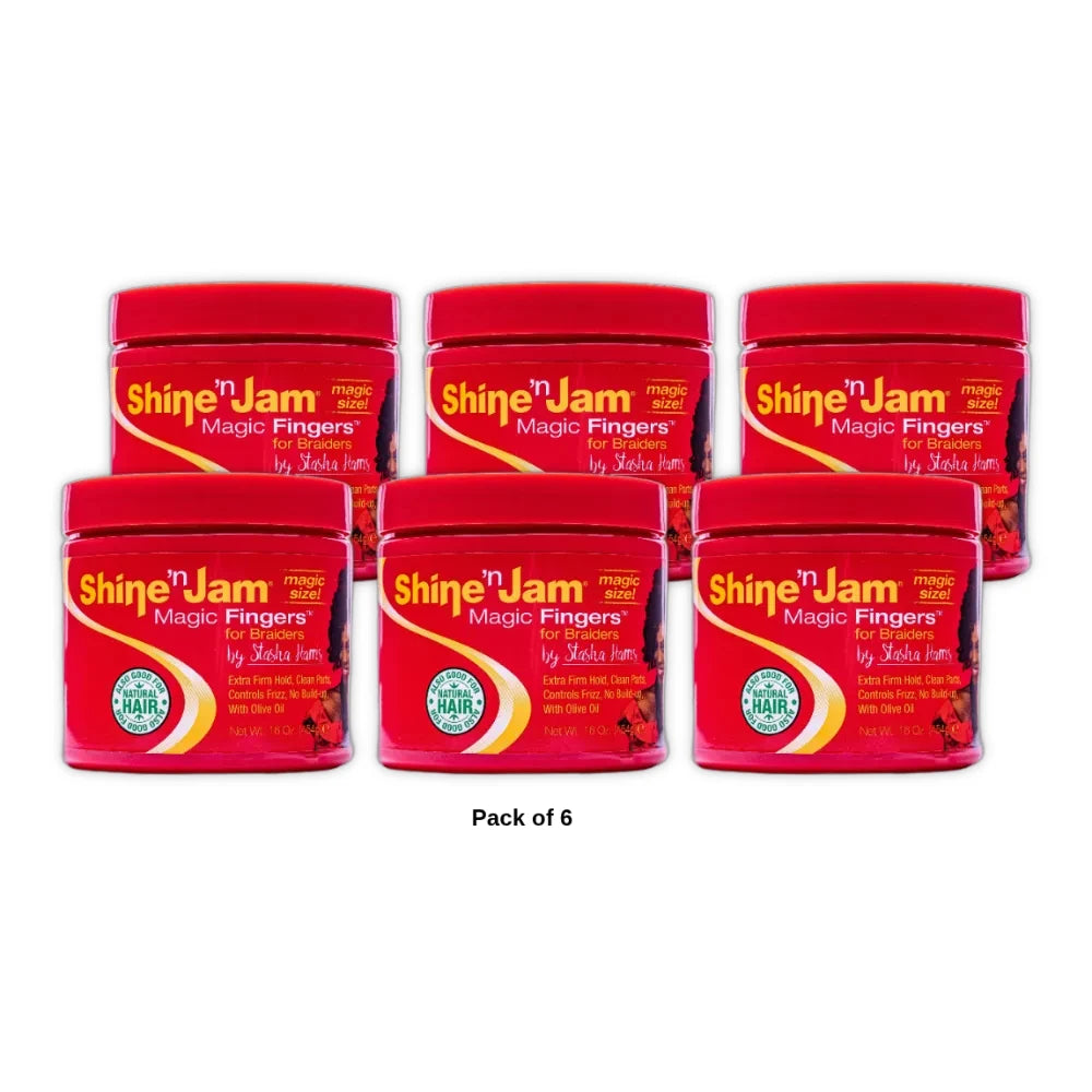 Ampro Shine N Jam® Magic Fingers® Unisex Gel for Braiders 16 oz Gel Frizz Cont 16oz (Pack of 6)