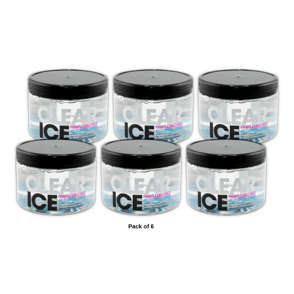 Ampro Clear Ice® Ultra Hold Protein Unisex Styling Gel Coily Hair Textures 12 12.27 oz (Pack of 6)