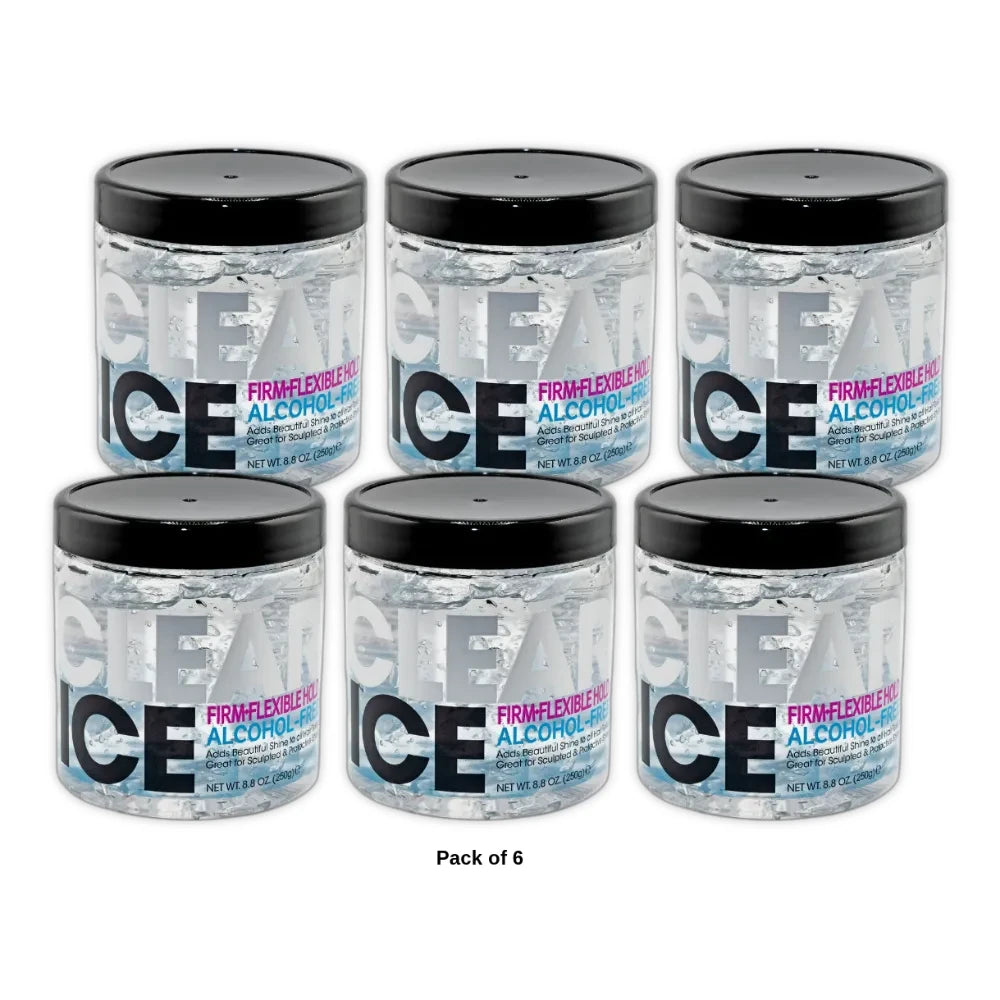 Ampro Clear Ice® Ultra Hold Protein Unisex Styling Gel for Resistant Hair Textur 8.8oz (Pack of 6)