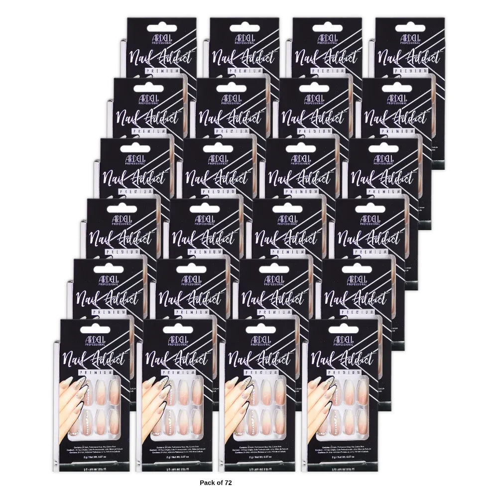 Ardell Nail Addict Premium Artificial Nail Set - Nude Light Crystals 0.07oz (Pack of 72)