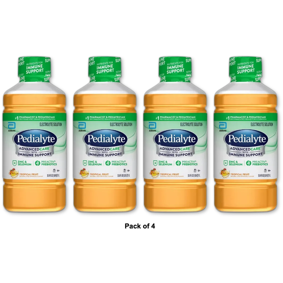 Pedialyte Advanced Care Electrolyte Solution Tropical Fruit 33Oz (Pack of 4)