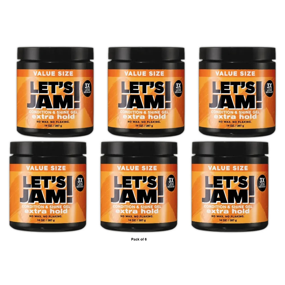 Let's Jam! Conditioning & Shine Extra Hold Styling Hair Gel - 14oz 14 Oz (Pack of 6)