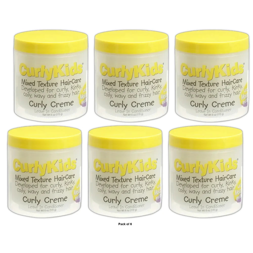 Curly Kids Creme Leave-In Conditioner 6 fl oz Cream Moisturizing Jar Unisex 6 Oz (Pack of 6)