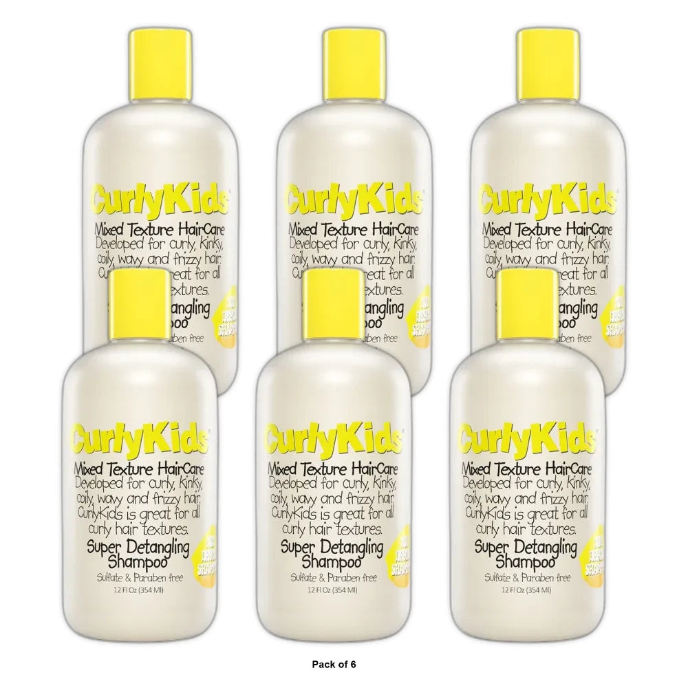 Curly Kids - Mixed Texture Hair Care Super Detangle Shampoo 12 Fl. Oz (Pack of 6)
