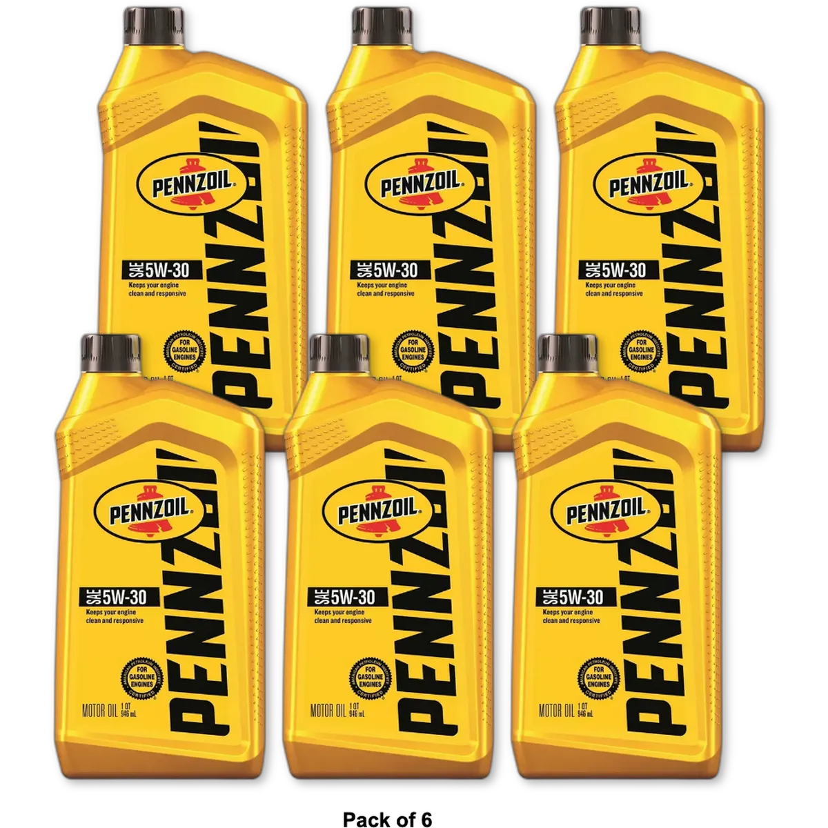 Pennzoil SAE 5W-30 Motor Oil for Gasoline Engine 32 Oz(Pack of 6)