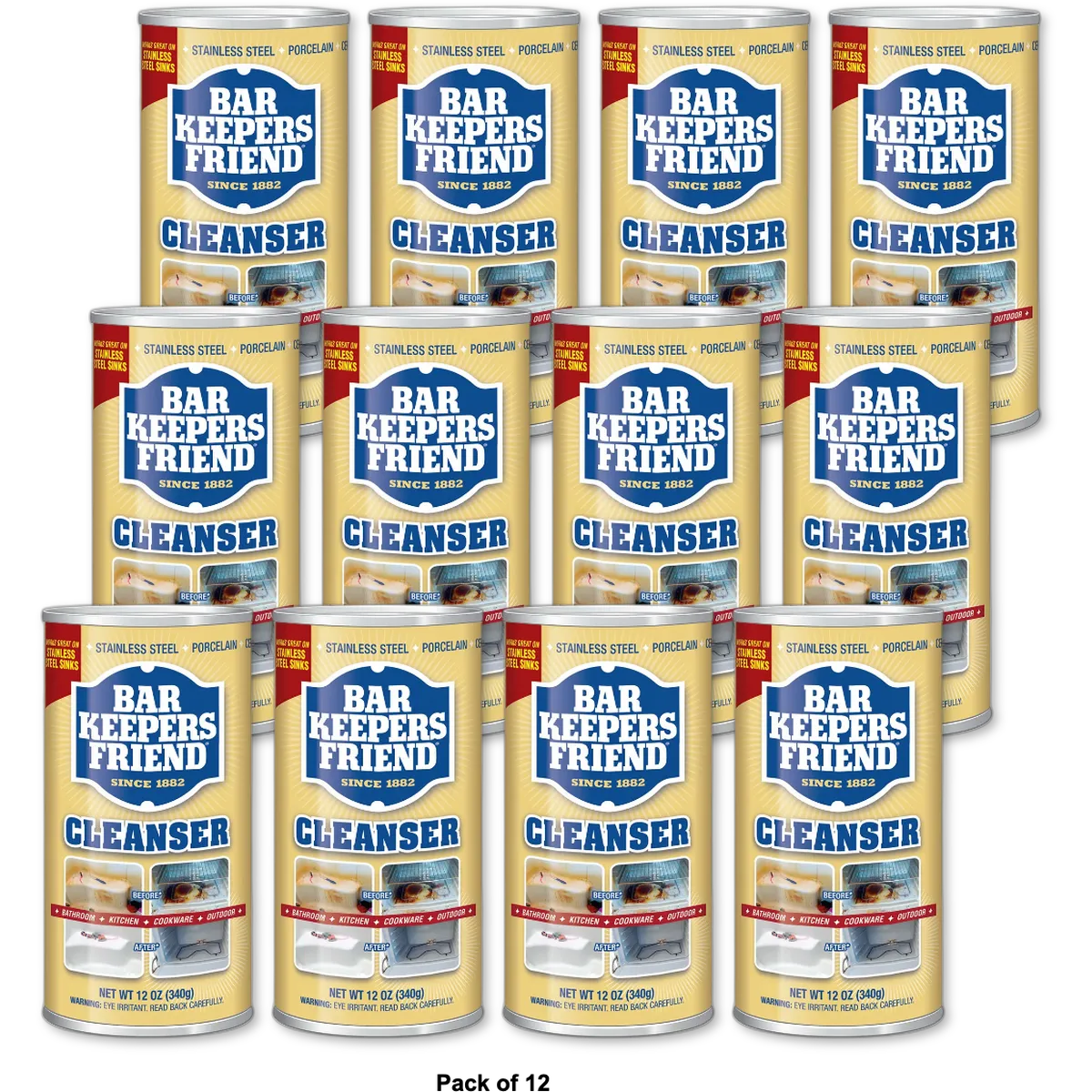 Bar Keepers Friend All Purpose Cleaner and Polish 12Oz (Pack of 12)