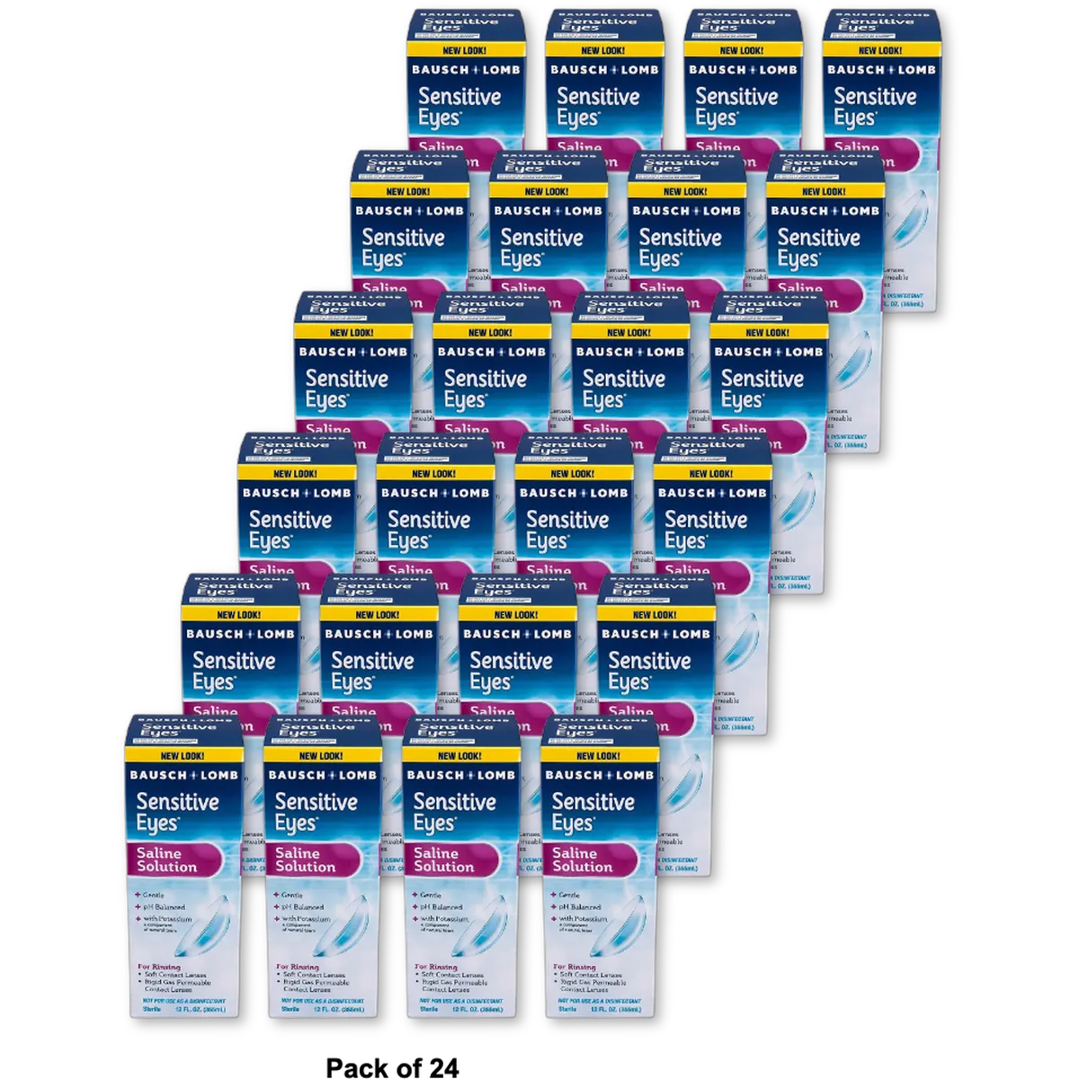 Bausch And Lomb Sensitive Eyes Plus Saline Solution 12Oz (Pack of 24)
