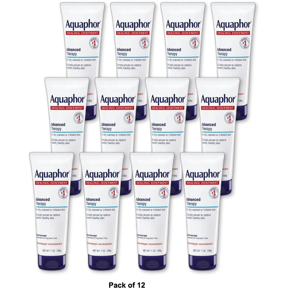 Aquaphor Advanced Therapy Healing Ointment Skin Protectant 7Oz (Pack of 12)