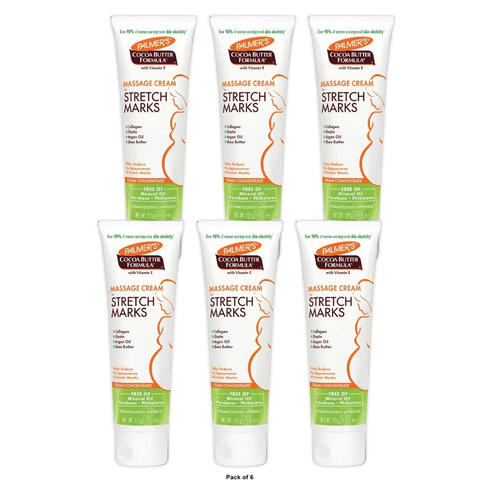 Palmer's Cocoa Butter Formula Massage Cream for Stretch Marks and Pregnancy Skin 4.4 Oz (Pack of 6)